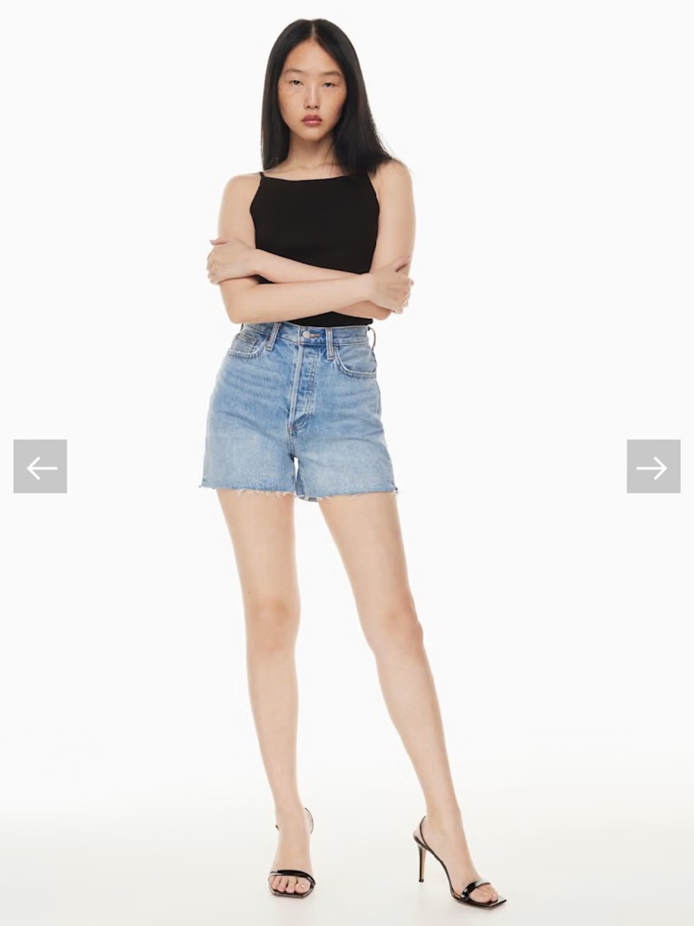 ARITZIA Denim Forum The Yoko Hi-Rise Mid-Thigh Denim Short Blue Size 28